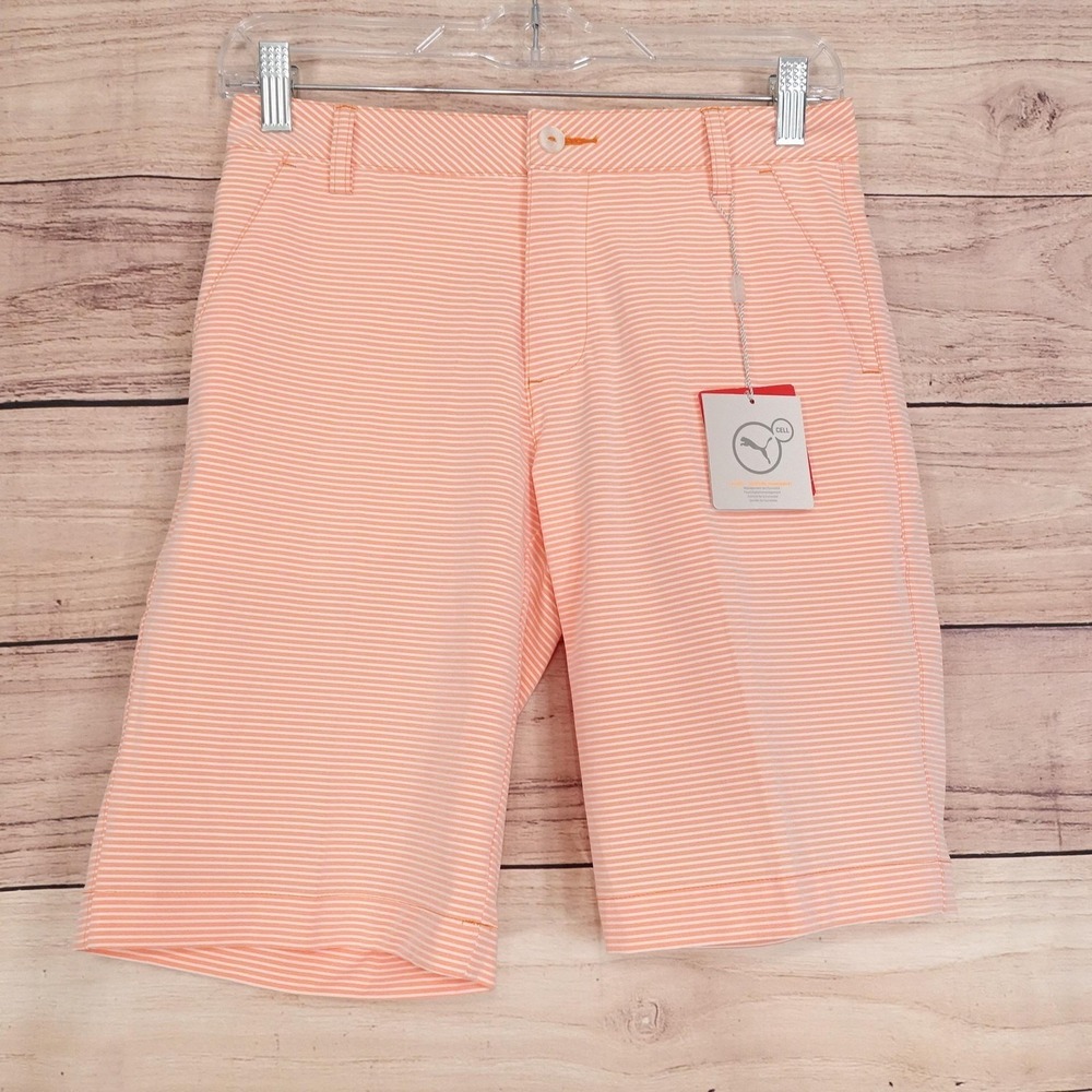 PUMA Stripe It Short JR Bermuda Shorts Size M Orange Stripe Golf DryCELL 28